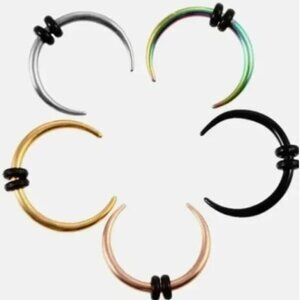 NEW OX HOOP "C" STYLE SEPTUM RINGS 5 PIECES 1.610MM